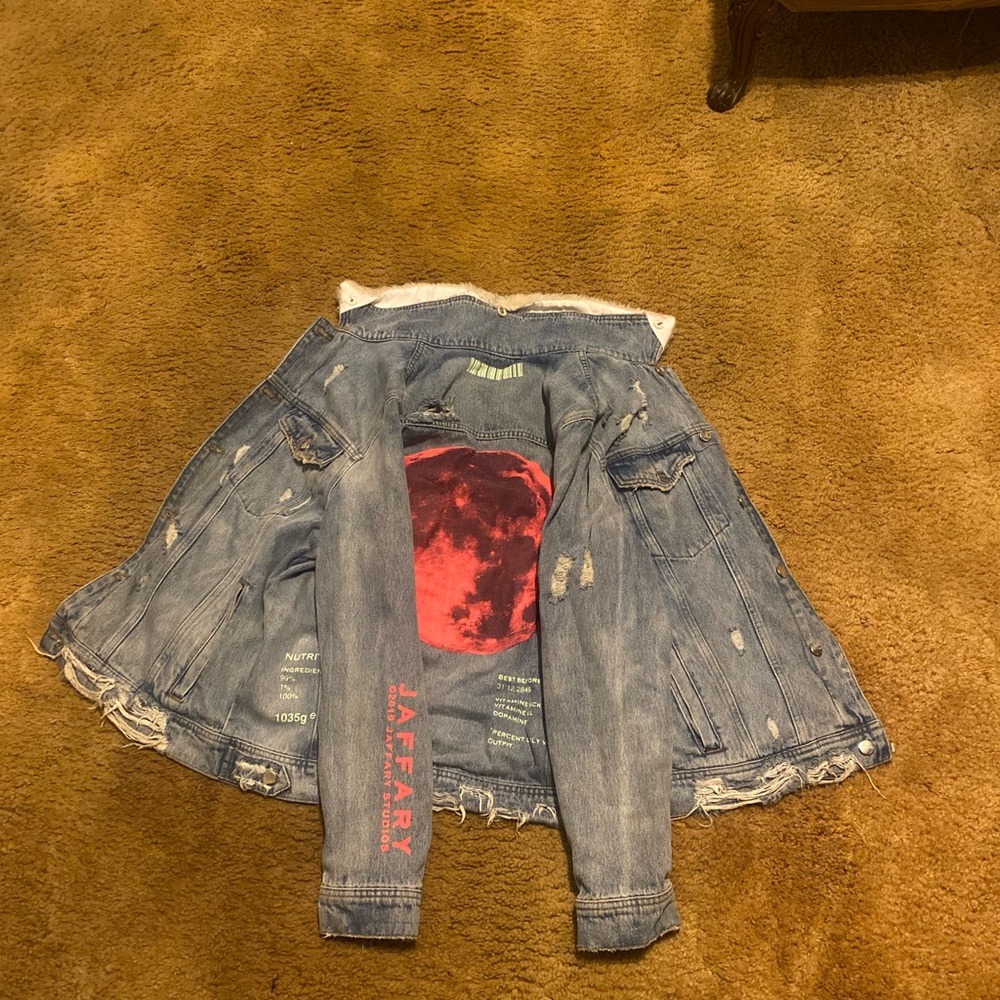 JAFFARY RED/Dark Pink MOON JEAN JACKET SMALL OVERSIZED JEAN JACKET FITS LIKE MED